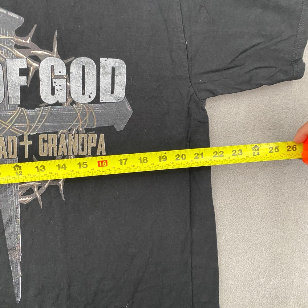 Vintage Man of God Husband Dad Grandpa Christian Cross Graphic Tee Large Black - Picture 3 of 7